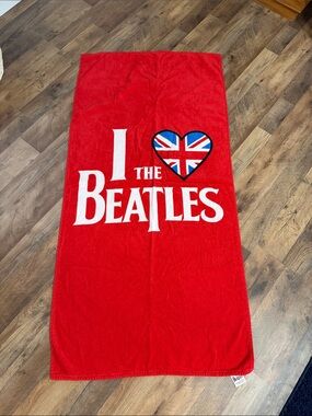 I Love The Beatles Red Beach Towel